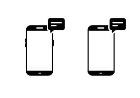 Message phone icon. Chat on smartphone sign. Speech bubble with cellphone symbol vector