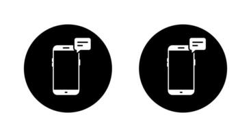 Message phone icon on black circle. Speech bubble with smartphone sign symbol vector