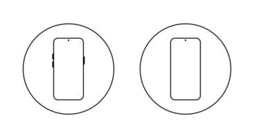 Smartphone with blank screen icon on circle line. Mobile phone sign. Cellphone symbol vector