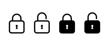 Lock and unlock icon in generic style. Security padlock sign. Safe, privacy protection symbol vector