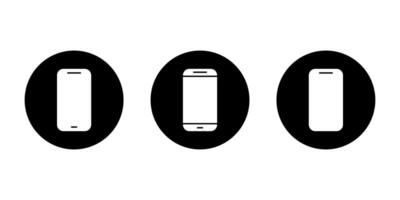 Smartphone device icon set on black circle. Mobile phone, cellphone sign symbol vector