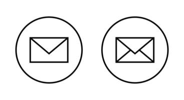 Envelope, message outline icon on circle line. Email, chat sign symbol vector