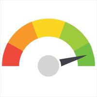 A colorful meter with a red, yellow, green and blue arrow pointing to the left vector