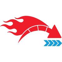A red arrow with a blue arrow pointing to it vector