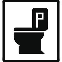 A black and white sign with a toilet in it vector