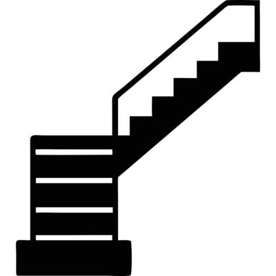 A black and white stairway icon