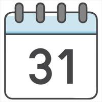 A calendar with the number 31 on it vector