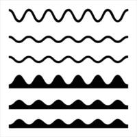 A set of black and white waves vector