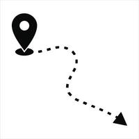 A black and white pin pointing to a location vector