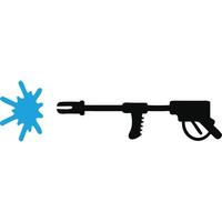 A gun and a blue sprayer icon on a white background vector