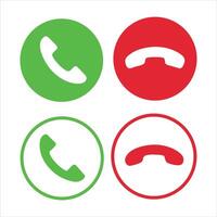 Four phone icons in red, green and white vector
