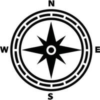 A black and white compass symbol on a white background vector