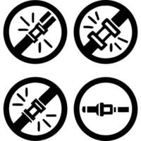 Four black and white icons of a belt buckle vector