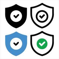 Four different types of shield icons with a check mark vector