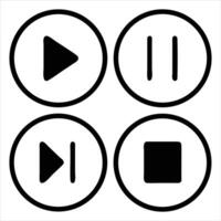 Four buttons and a play button icon vector