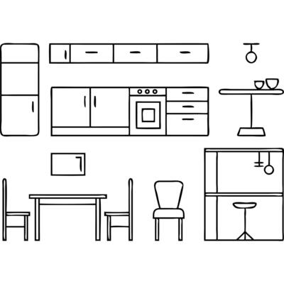Kitchen and dining room furniture outline