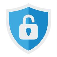 A blue shield with a lock on it vector