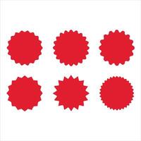Red starburst badges set vector