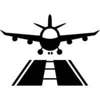 Airplane landing on runway vector