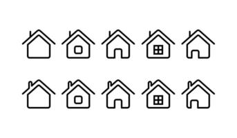 Minimalist Home Icons Set Outline Style, Perfect for use in web design, mobile apps, UI and UX projects, real estate presentations, and construction related content. house icons set vector