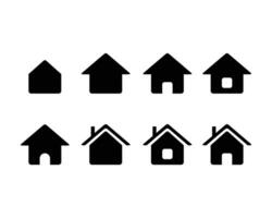 Minimalist Home Icons Set Black Flat Solid Color Collection, Perfect for user interfaces, mobile apps, websites, real estate branding, or infographics. vector