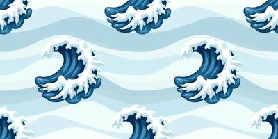 Ocean Wave Crest in Cute Seamless Pattern Style vector
