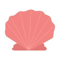 Seashell pink flat element isolated on transparent background. Underwater and summer beach object for design vector