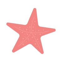 Starfish isolated flat element for design on transparent background. Pink color with simple texture vector