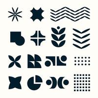 Modern abstract geometric symbols and shapes, retro elements. Brutal forms and figures set. Swiss design aesthetic. For branding, pattern design, digital art, web elements, creative design . vector