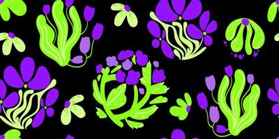 Seamless floral pattern with abstract flowers , bold botanical shapes and vivid contrast. Ideal for use in textile prints, wallpapers, wrapping paper, fashion design, backgrounds. illustration vector
