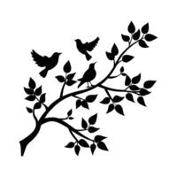 set of birds at tree branches silhouette design vector