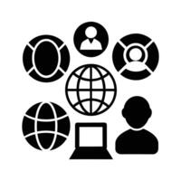 internet icon set silhouette on white background vector