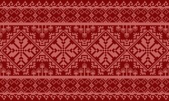 a detailed pattern composed of pixel designs with light red flowers on dark red background , design for fabric or various pattern printing works. vector