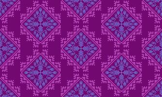 a detailed pattern composed of pixel designs with light blue flowers and light purple on dark purple background , design for fabric or various pattern printing works. vector
