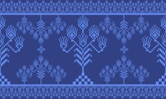 a detailed pattern composed of pixel designs with light blue flowers on light blue background , design for fabric or various pattern printing works. vector