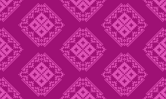 a detailed pattern composed of pixel designs with light pink square on dark pink background , design for fabric or various pattern printing works.