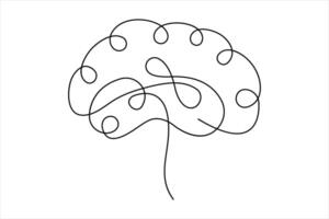 Single line art silhouette brain design, Logo design vector