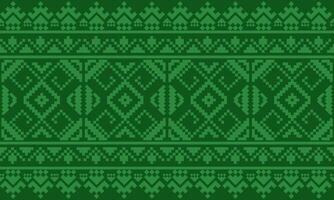 a detailed pattern composed of pixel designs with light green square on dark green background , design for fabric or various pattern printing works. vector