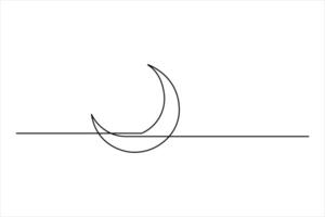 Crescent moon continuous one line art drawing of isolated vector