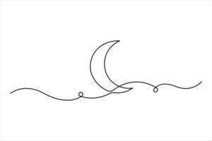 Crescent moon continuous single line art drawing of isolated outline illustration vector