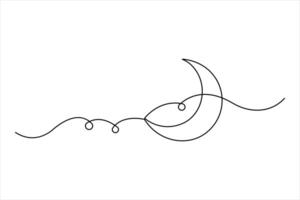 Crescent moon continuous one line art drawing of isolated outline illustration vector
