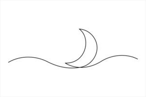 Crescent moon continuous single line art drawing vector