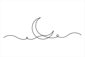 Crescent moon continuous one line art drawing vector