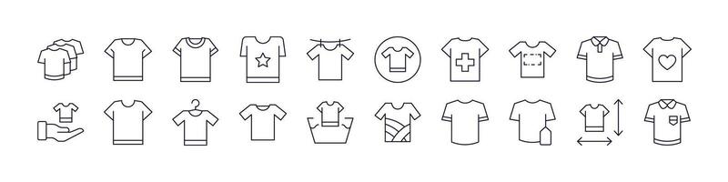 T Shirt Pack of Thin Icons. Editable Stroke. Perfect for Web Sites, Books, Cards, Apps vector