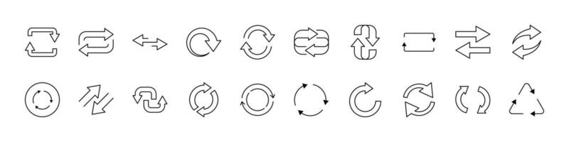 Set of Arrow Round Related Line Icons. Outline Signs for Graphic and Web Design, Apps, Adverts, Various Cards vector