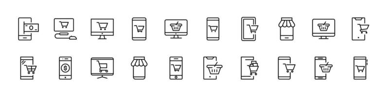 Online Shopping Collection of Thin Icons. Editable Stroke. Perfect for Web Sites, Books, Cards, Apps vector