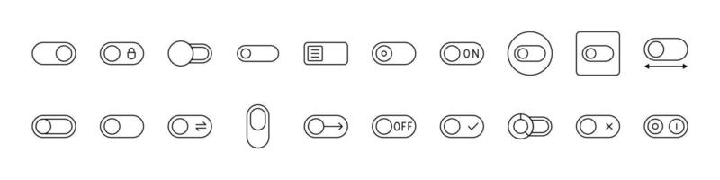 On Off, Switch Line Icon Collection. Outline Signs for Graphic and Web Design, Apps, Adverts, Various Cards vector
