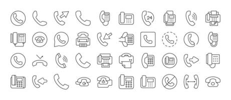 Pack of Vintage Phone Related Line Icons. Outline Signs for Graphic and Web Design, Apps, Adverts, Various Cards vector