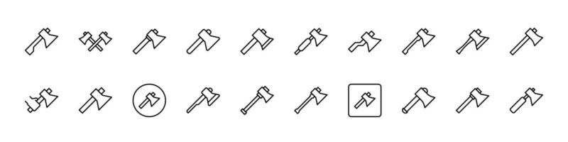 Pack of Line Icons of Axe. Minimalistic Linear Pictogram for Web and Graphic Design, Apps, Banners, Social Network and Cards vector