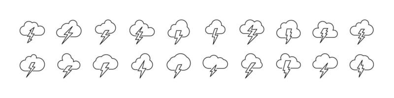 Lightning Simple Isolated Line Icons Collection. Editable Stroke. Perfect for Web Sites, Books, Cards, Apps vector